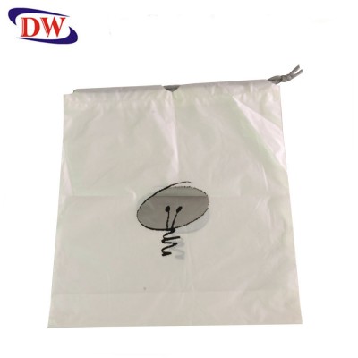 convenient one color logo printing pe two layer draw string plastic online shoes bag