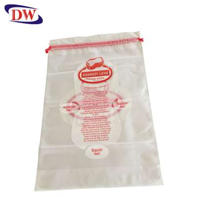 custom own logo printed frosted CPE drawstring pillow plastic bag