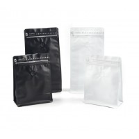 Custom printed packaging stand up black white 250 gm foil coffee bean tea bag with valve zipper