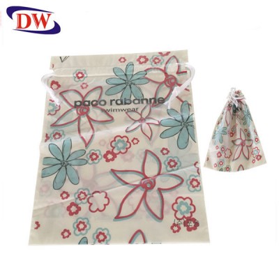 fashion convenient pe two layers waterproof draw string plastic swimwear packaging bag